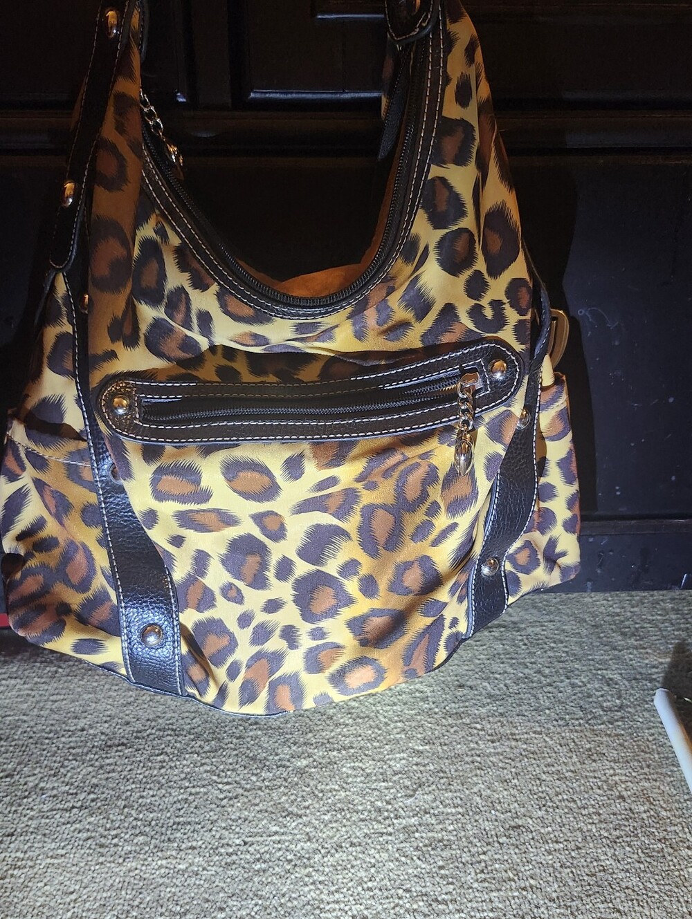 Leopard Print Shoulder Bag in Brown and Black